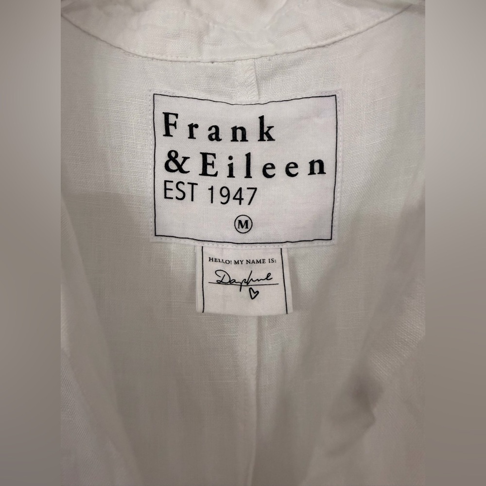 Frank & Eileen Daphne Maxi Sleeveless Linen V-Neck Dress White Size Medium - Picture 7 of 9
